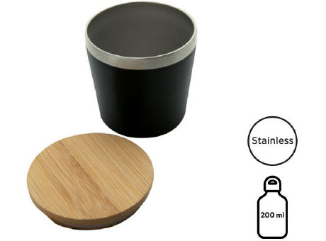 Doppelwandiger Edelstahlbecher 'Nagano' mit Bambusdeckel (M)