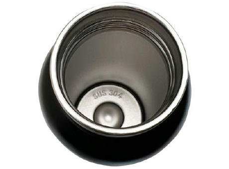 Doppelwandige Flasche 'Arima', schwarz, Bambusdeckel, 500 ml