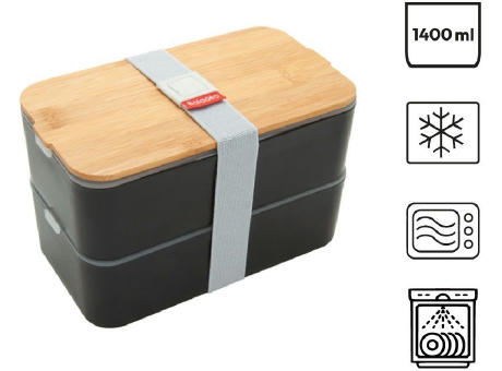 Bento 'Mihara', schwarz, mit Bambusdeckel