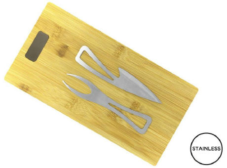 Schneidebrett aus Bambus mit Käsebesteck 'Takeita'