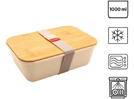 Bento 'Ikoma', weiss, mit Bambusdeckel