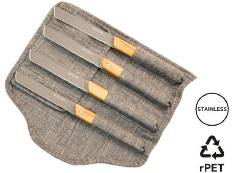 Set mit 4 Tafelmessern 'Stavanger', Olivenholz