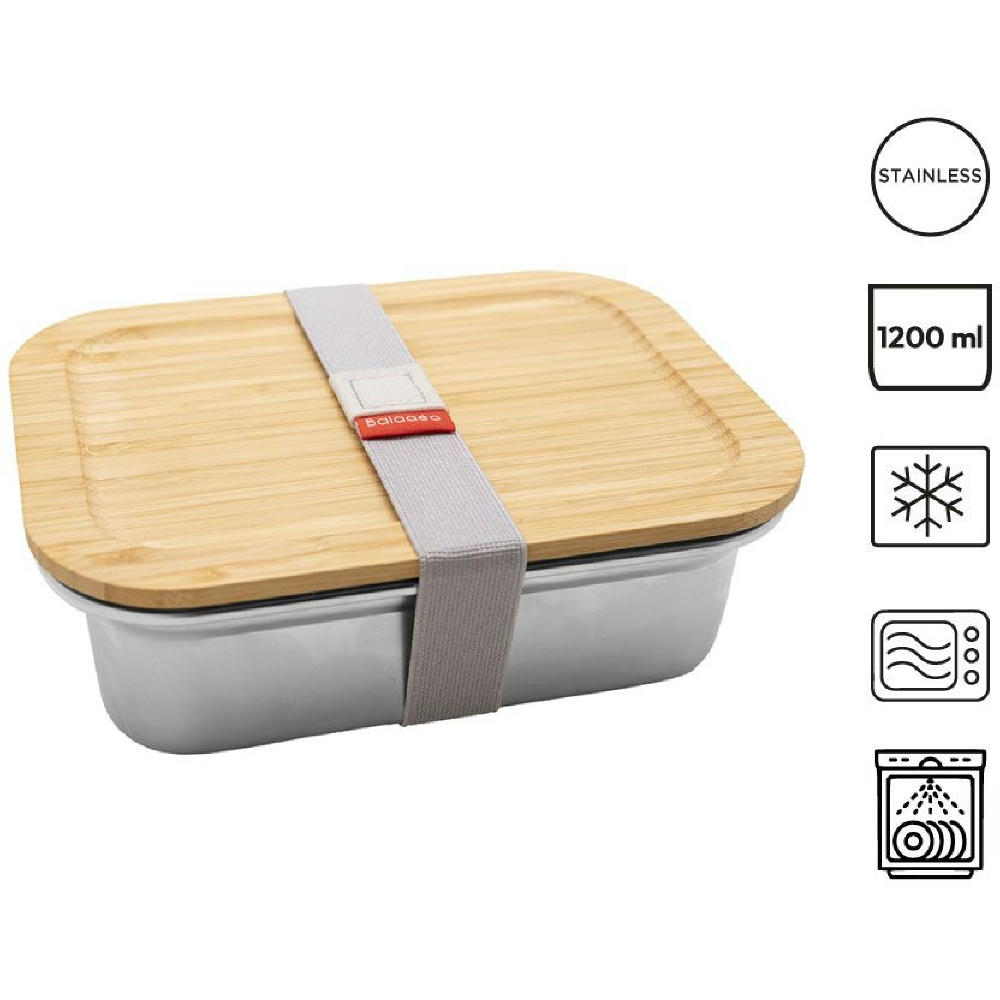 Bento ‘Osaka’, Mikrowellengeeignetes Edelstahl, mit Bambusdeckel