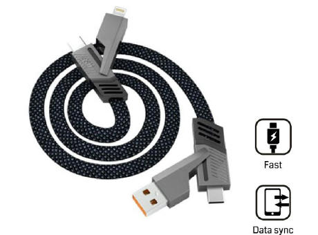 Universelles 4-in-1-Kabel 'Orlando', 1m, anthrazitgrau