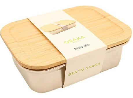 Bento ‘Osaka’, Mikrowellengeeignetes Edelstahl, mit Bambusdeckel