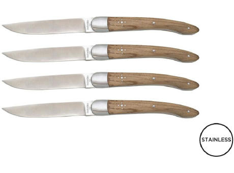 Set mit 4 Tafelmessern 'Heritage', Olivenholz