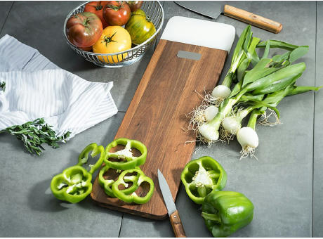 Schneidebrett aus Akazie & weißem Marmor 'Stavanger' (XL)