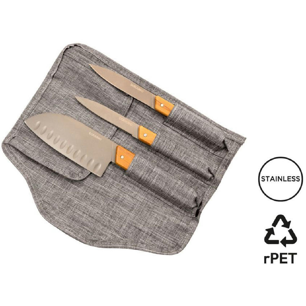 Set mit 3 Küchenmessern 'Stavanger', Olivenholz