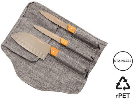 Set mit 3 Küchenmessern 'Stavanger', Olivenholz