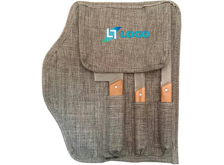 Set mit 3 Küchenmessern 'Stavanger', Olivenholz