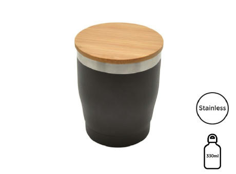 Doppelwandiger Edelstahlbecher 'Nagano' mit Bambusdeckel (L)