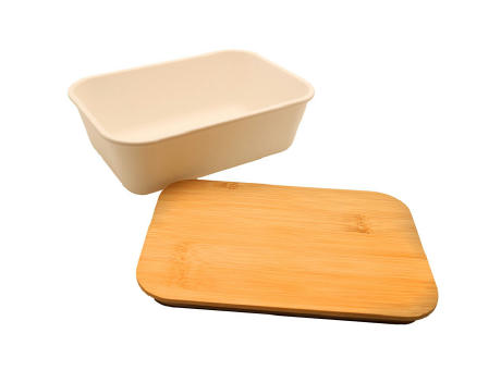 Bento 'Ikoma', weiss, mit Bambusdeckel