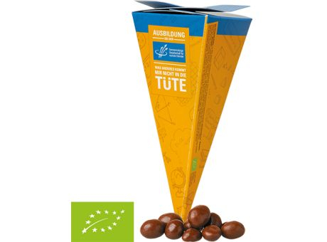 Bio Erdnüsse in Vollmilschschokolade, ca. 30g, Präsent-Pyramide