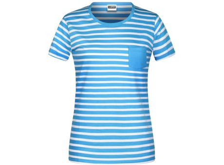 Ladies' T-Shirt Striped - T-Shirt in maritimem Look mit Brusttasche