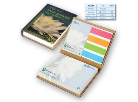 Hardcover-Booklet mit Haftnotizen recyced und Papier-Indexstreifen