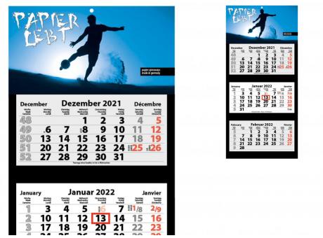 3-Monats-Kalender Tres-Leicht-G+, Druck CMYK