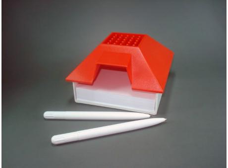Haus-Notizer quadratisch mit Kugelschreiber + Papier