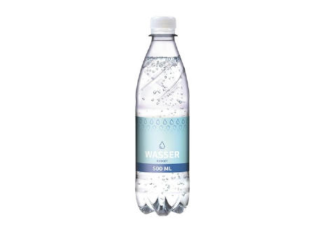 500 ml Tafelwasser spritzig (Flasche Budget) - Papieretikett (außerh. Deutschlands)