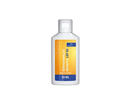 50 ml Flasche - Sonnenmilch LSF 50 (sensitiv) - Body Label