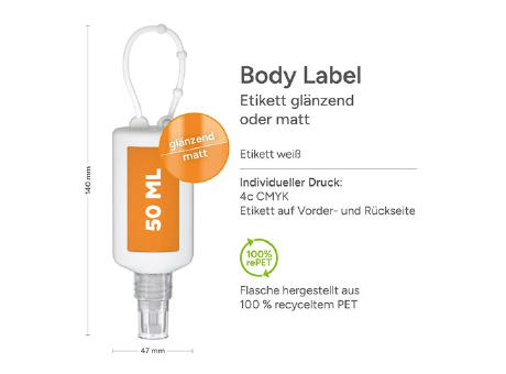 50 ml Bumper frost - Hände-Desinfektionsspray (DIN EN 1500) - Body Label