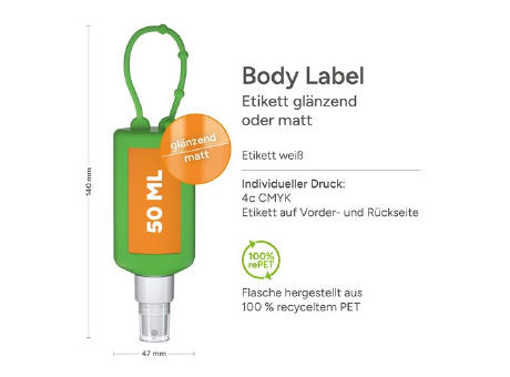 50 ml Bumper grün - Sonnenschutzspray LSF 50 - Body Label