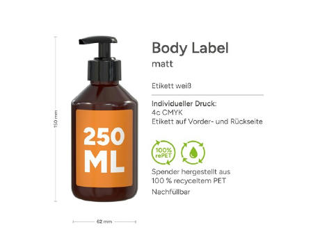 250 ml Spender - Flüssigseife Ingwer-Limette - Body Label