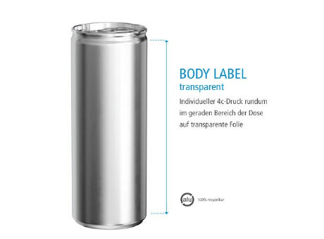 250 ml Energy Drink zuckerfrei - Body Label transparent (außerh. Deutschlands)