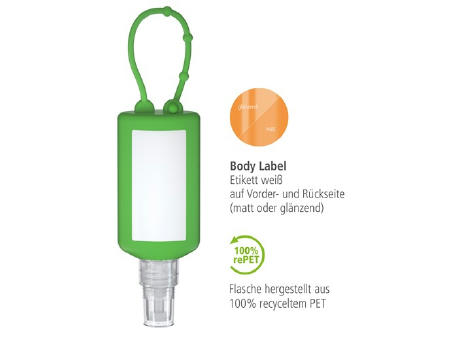 50 ml Bumper grün - Hände-Desinfektionsspray (DIN EN 1500) - Body Label