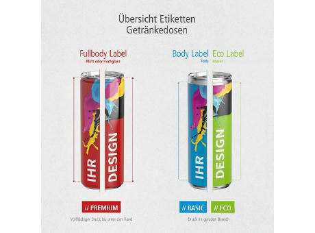 250 ml Energy Drink zuckerfrei - Body Label transparent (außerh. Deutschlands)