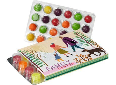 Werbeschuber für Kleinster (Advents-)Kalender der Welt mit Pulmoll Pastillen oder SKITTLES®