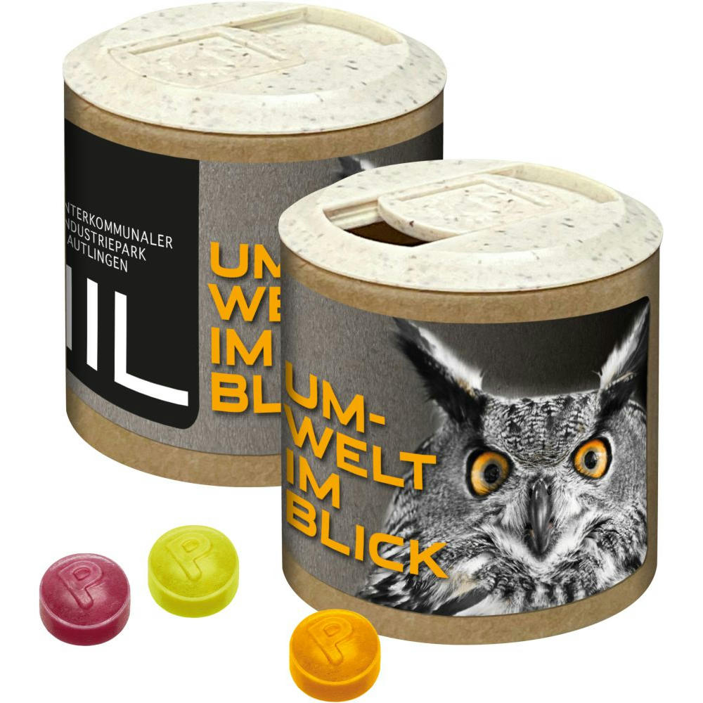 Papier-Werbedose mit Pulmoll Pastillen, 80g