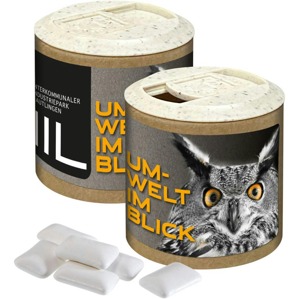 Papier-Werbedose mit Zuckerfreiem Kaugummi, 84g