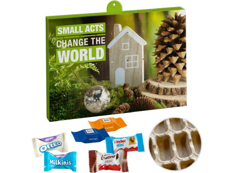 Premium Präsent-Adventskalender "Eco" mit Ritter Sport & Milka Favourites Mix & Kinder Schokolade & Kinder Bueno Mix