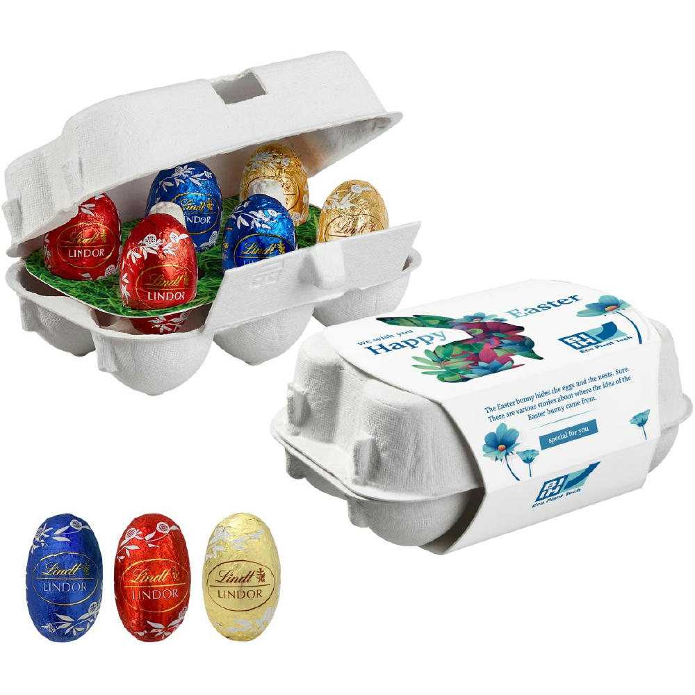 6er Ostereier-Karton mit Lindt Lindor Mini-Eiern