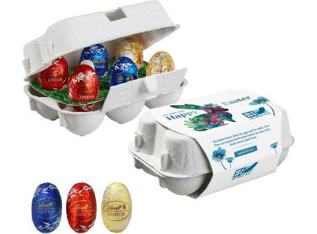 6er Ostereier-Karton mit Lindt Lindor Mini-Eiern