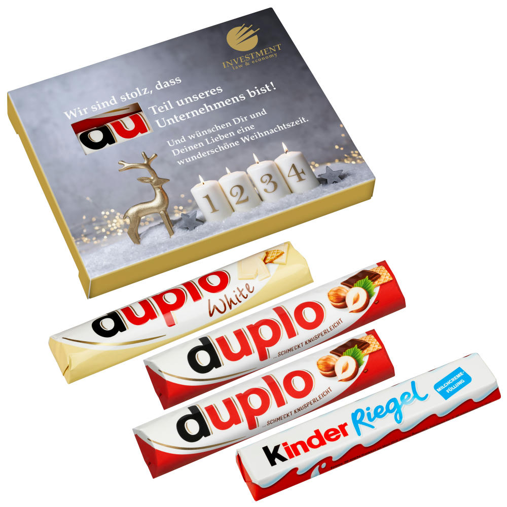 4er "Advent"s-Duplo-Pack (2x Duplo klassisch, 1x Duplo weiß und 1x Kinder Riegel)