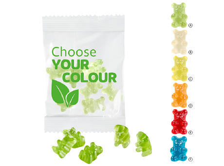 VEGANE 1-farbige Premium-Bärchen 10 g im kompostierbaren Tütchen