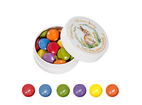 Papier XS-Taschendose mit bunten Schokolinsen, 16g