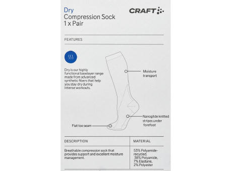 ADV DRY COMPRESSION SOCK WHITE 34/36