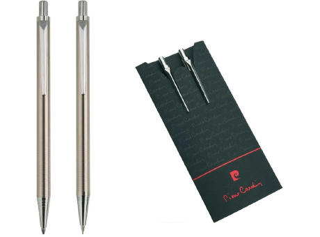 Pierre Cardin® AMOUR Set aus Drehkugelschreiber und Druckbleistift, silber