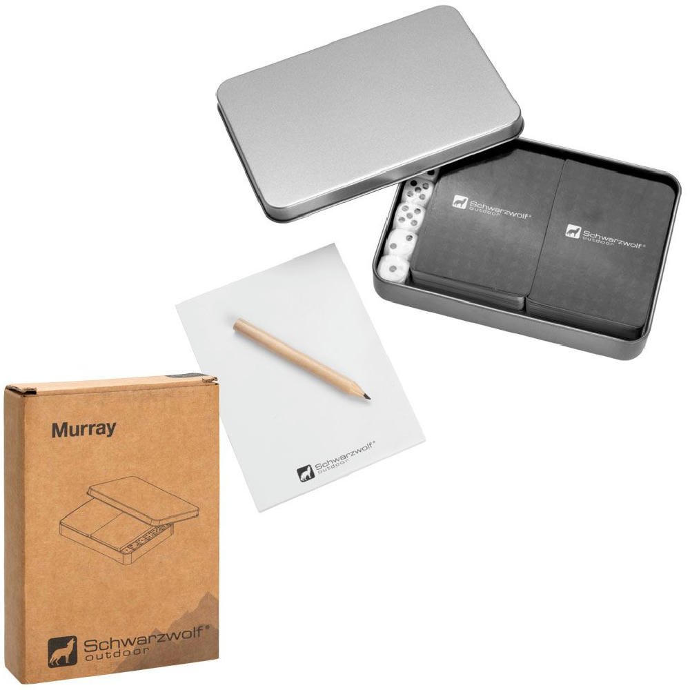 Schwarzwolf outdoor® MURRAY Reiseset aus Spielkarten, Würfeln und Notizblock mit Stift