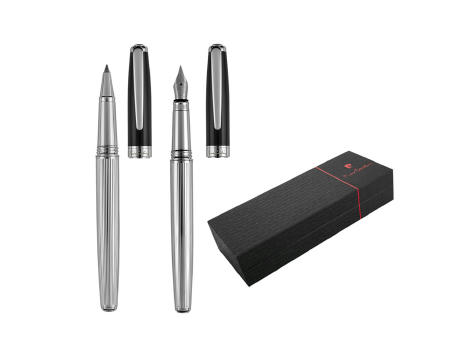 Pierre Cardin® CHRISTOPHE Set aus Rollerball Pen und Füllfederhalter, silber