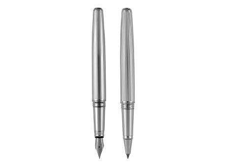 Pierre Cardin® CHRISTOPHE Set aus Rollerball Pen und Füllfederhalter, silber