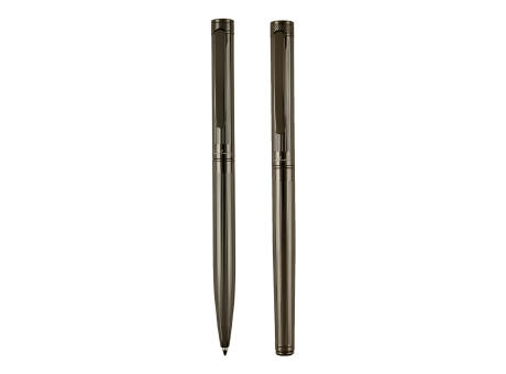 Pierre Cardin® RENEE Set aus Drehkugelschreiber und Rollerball Pen, gunmetal