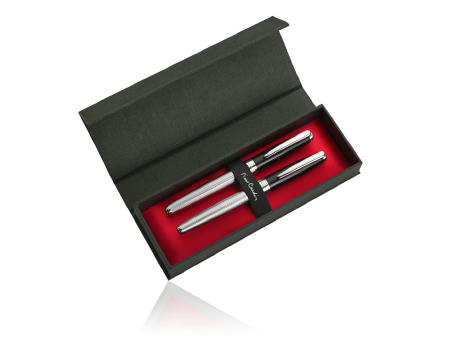 Pierre Cardin® CHRISTOPHE Set aus Rollerball Pen und Füllfederhalter, silber