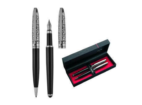 Pierre Cardin® JACQUES Set aus Drehkugelschreiber und Füllfederhalter, schwarz