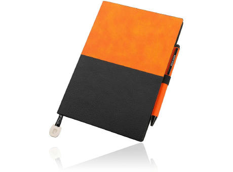 Pierre Cardin® REPORTER Set aus Notizbuch A5 und Kugelschreiber, orange/schwarz