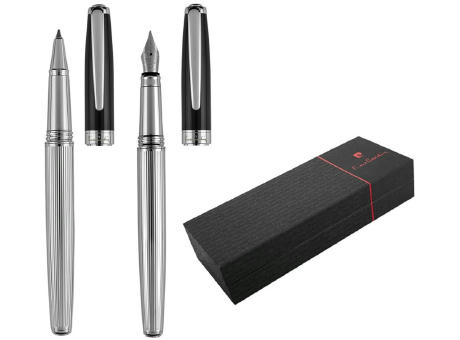 Pierre Cardin® CHRISTOPHE Set aus Rollerball Pen und Füllfederhalter, silber