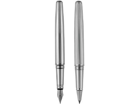 Pierre Cardin® CHRISTOPHE Set aus Rollerball Pen und Füllfederhalter, silber