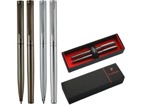 Pierre Cardin® RENEE Set aus Drehkugelschreiber und Rollerball Pen, gunmetal